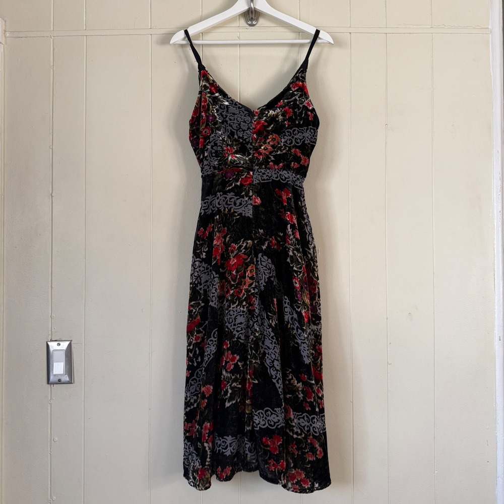 Anthropologie Womens  Floral Burnout Whimsigoth Midi Dress Size 6 Romantic Boho - Picture 4 of 11